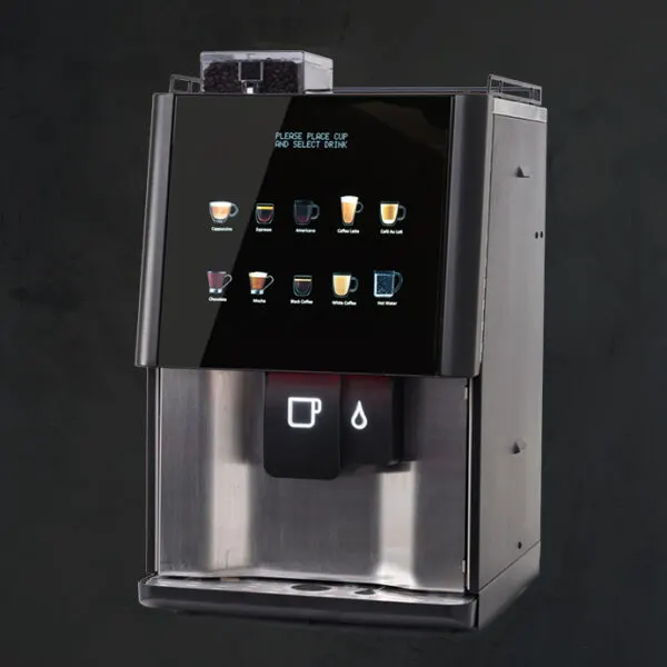 Ciao VX3 Duo bean to cup machine with a full drink menu on the touchscreen