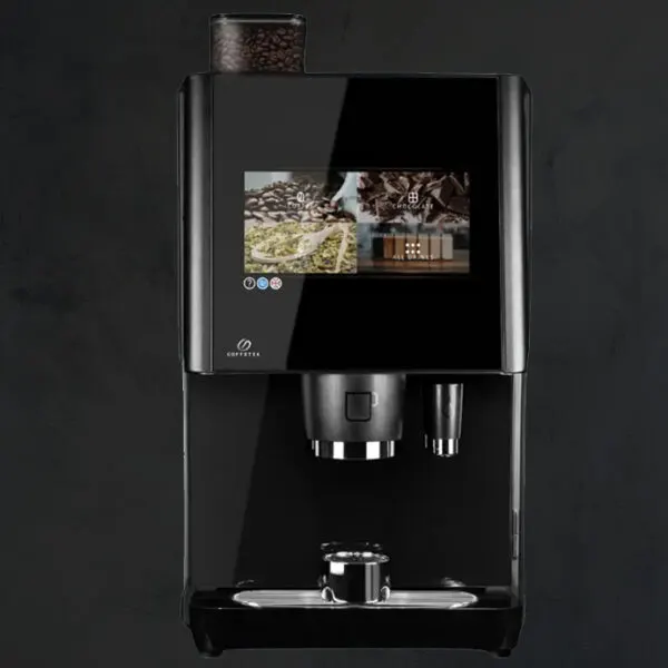 Ciao Vitro 3 Series bean to cup machine with a coffee image on its display panel