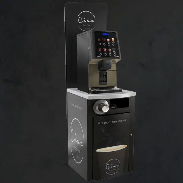Ciao Coffee to Go station VS1 with the compact machine on its counter base