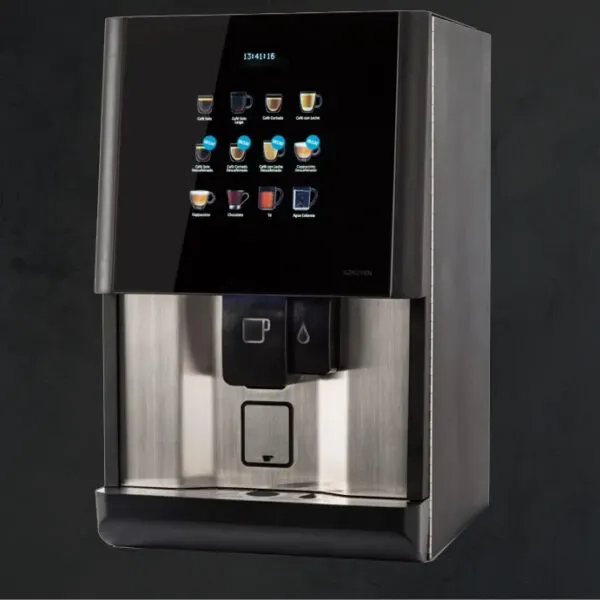 Ciao VS5 bean to cup machine with a stainless front and full drink touchscreen